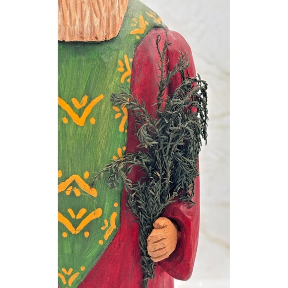Hand Carved Wood Santa Figure Brenda Yeager Moore '95 Folk Art Christmas Carving - Picture 7 of 14